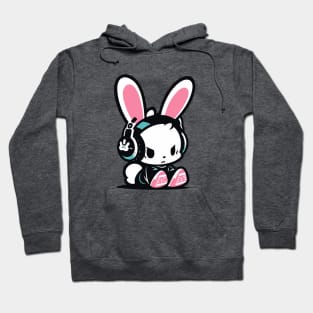 Cool Bunny - Gamer Clothing - Pink and Turquoise Hoodie